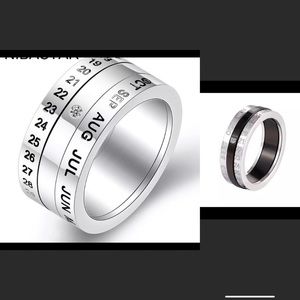 Calendar ring all silver or black and silver